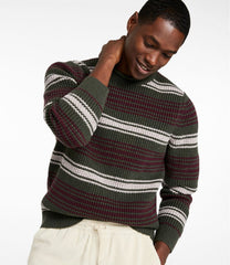 Men's Organic Cotton Waffle Sweater Stripe Rollneck Crew