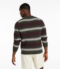 Men's Organic Cotton Waffle Sweater Stripe Rollneck Crew