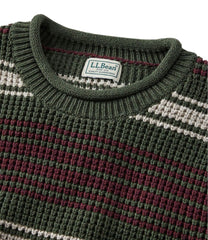 Men's Organic Cotton Waffle Sweater Stripe Rollneck Crew