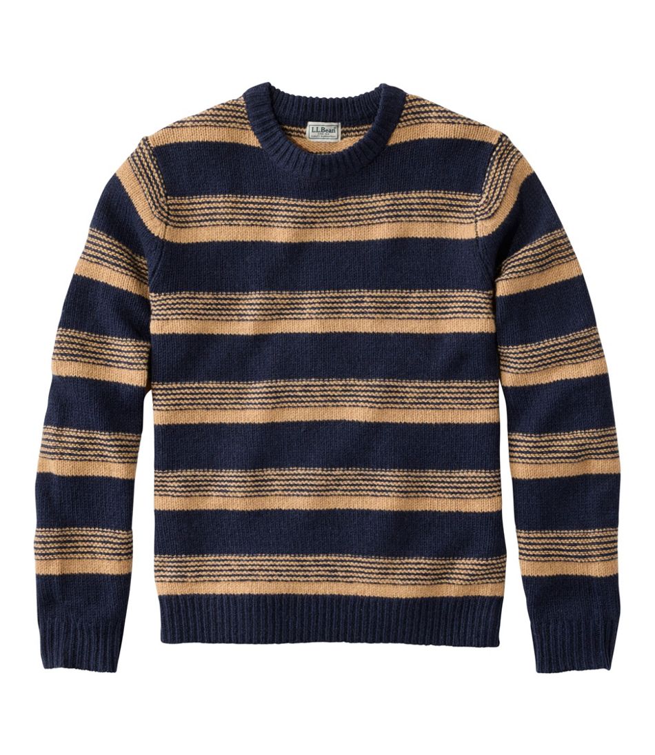 Crewneck Stripe Men's Bean's Classic Ragg Wool Sweater