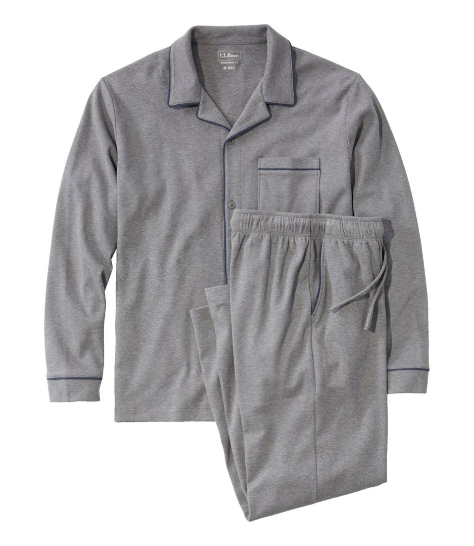 Button-Front PJ Set Men's Bean's Cotton Knit Pajamas