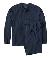 Men's Bean's Cotton Knit Pajamas Henley PJ Set