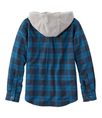Kids' Fleece-Lined Flannel Shirt Hooded Plaid