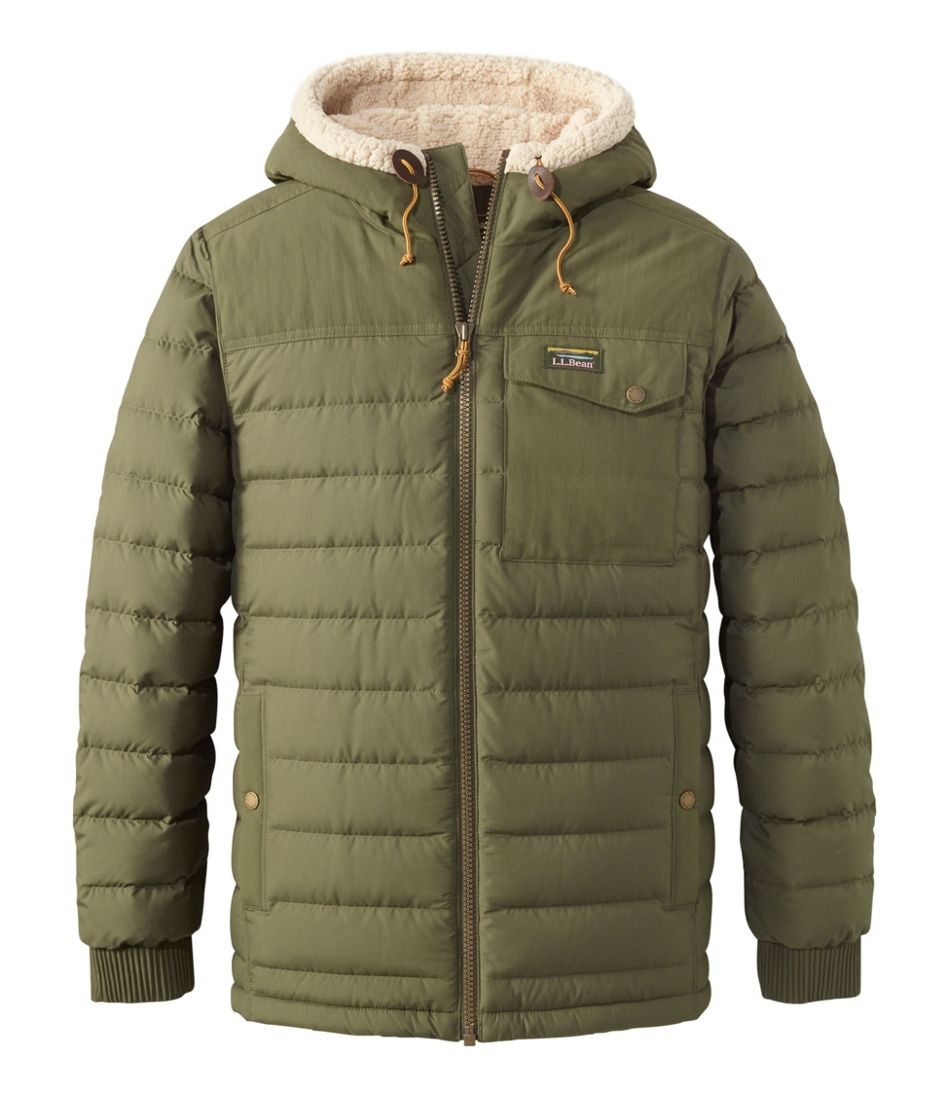 Sherpa-Lined Men's Mountain Classic Down Hooded Jacket