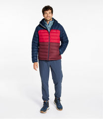 Men's Bean's Down Hooded Jacket Colorblock