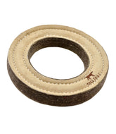 Natural Leather & Wool Ring Dog Toy