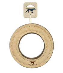 Natural Leather & Wool Ring Dog Toy
