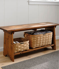 Large Rustic Wooden Mudroom Bench