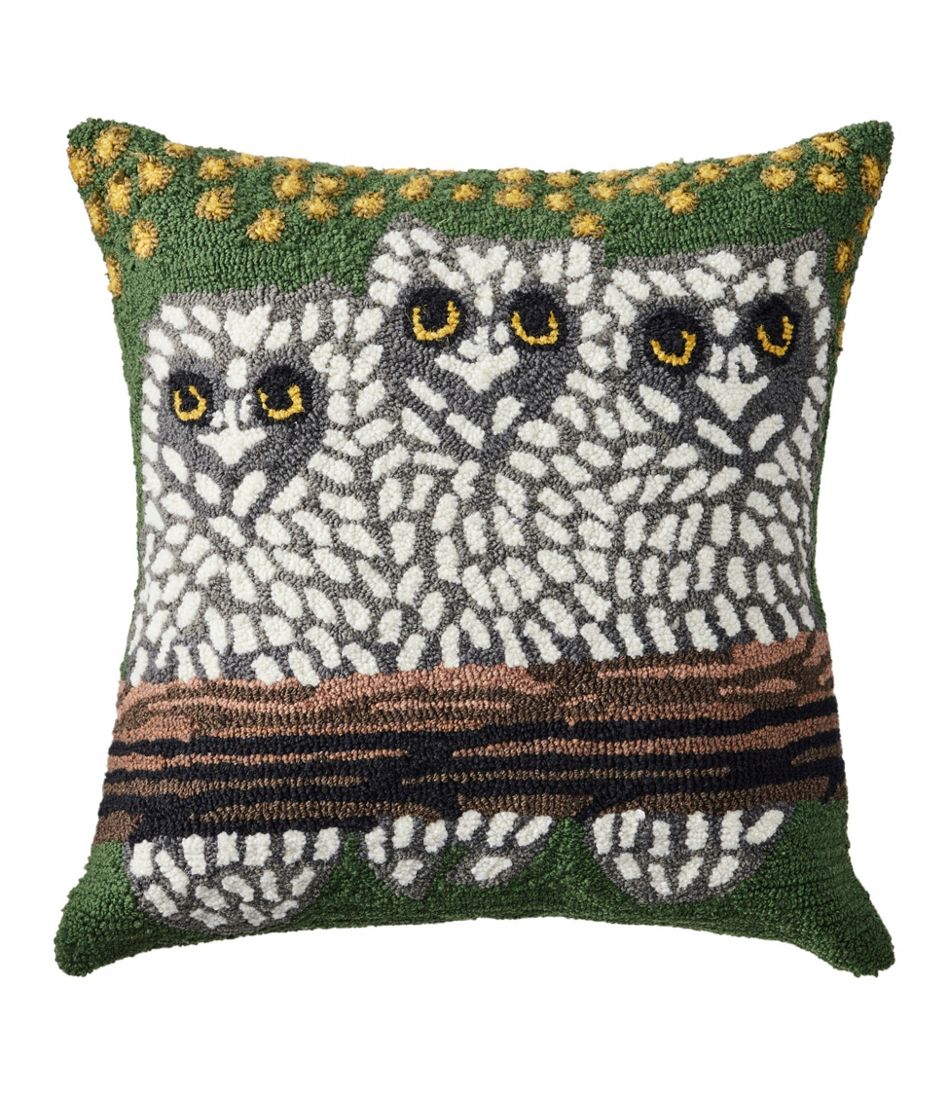 Owls Indoor/Outdoor Hooked Pillow