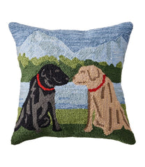 Indoor/Outdoor Hooked Pillow Mountain Dogs