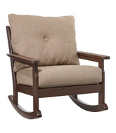 All-Weather Patio Rocker with Textured Cushion Mahogany