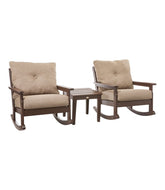 All-Weather Patio Rocker Set with Side Table Mahogany