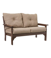 Mahogany All-Weather Patio Loveseat with Textured Cushion