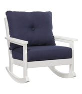 White All-Weather Patio Rocker with Textured Cushion