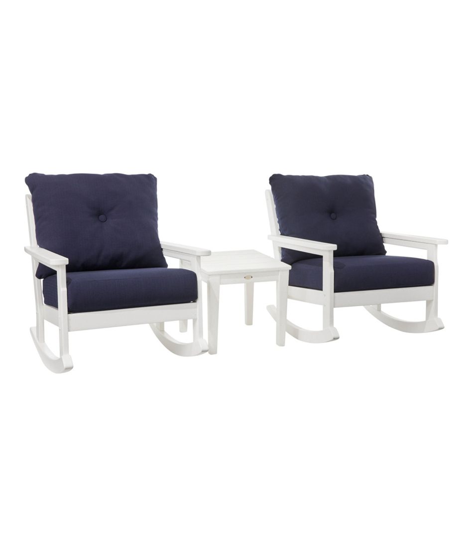 White All-Weather Patio Rocker Set with Side Table