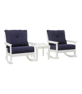 White All-Weather Patio Rocker Set with Side Table