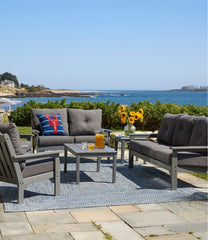 All-Weather Patio Chair with Textured Cushion Slate Gray