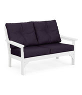 White All-Weather Patio Loveseat with Textured Cushion
