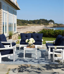 White All-Weather Patio Loveseat with Textured Cushion