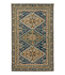 Bordered Medallion Wool Tufted Rug Blue Multi