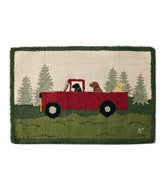 Wool Hooked Novelty Rug Dog Caravan