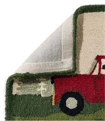 Wool Hooked Novelty Rug Dog Caravan