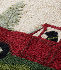 Wool Hooked Novelty Rug Dog Caravan