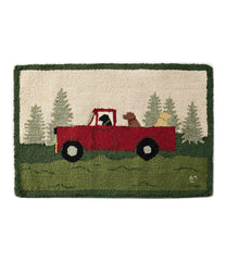 Wool Hooked Novelty Rug Dog Caravan