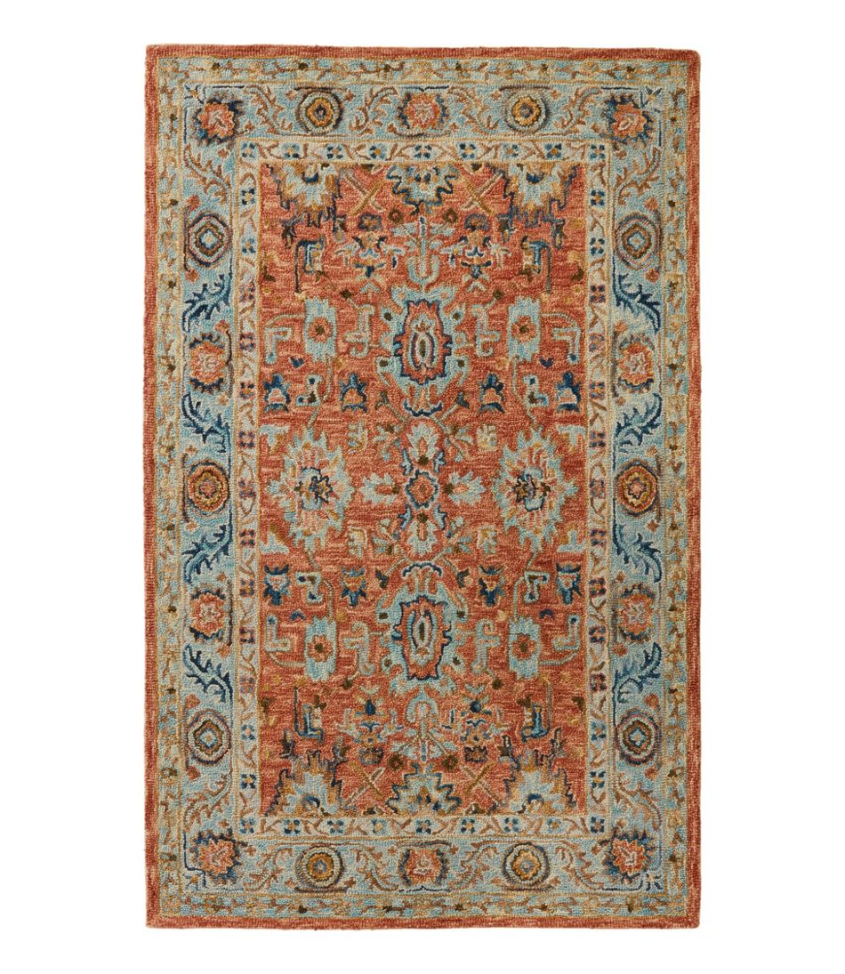 Single Border Terracotta Wool Tufted Rug