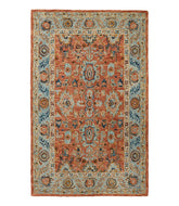 Single Border Terracotta Wool Tufted Rug