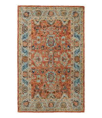 Single Border Terracotta Wool Tufted Rug