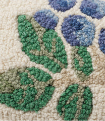 Wool Hooked Throw Pillow 8" x 12" Blueberries