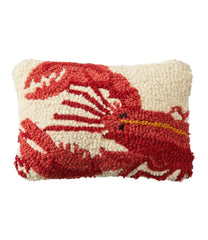 8" x 12" Wool Hooked Throw Pillow Lobster