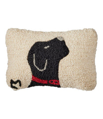 Black Labrador Wool Hooked Throw Pillow 8" x 12"