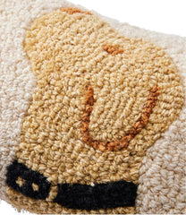 Yellow Labrador Wool Hooked Throw Pillow 8" x 12"