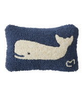 Whale 8" x 12" Wool Hooked Throw Pillow