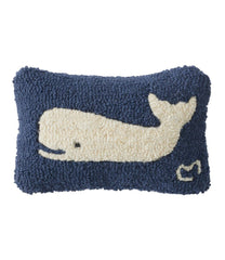Whale 8" x 12" Wool Hooked Throw Pillow
