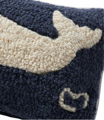 Whale 8" x 12" Wool Hooked Throw Pillow