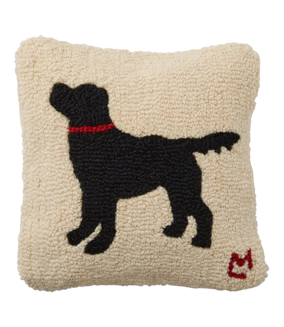14" x 14" Wool Hooked Throw Pillow Black Dog