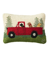 Wool Hooked Throw Pillow 14" x 20" Dog Trio
