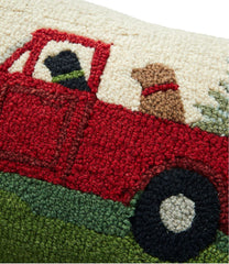 Wool Hooked Throw Pillow 14" x 20" Dog Trio