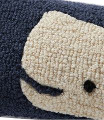 Whale Wool Hooked Throw Pillow 8" x 24"
