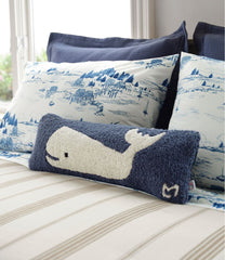 Whale Wool Hooked Throw Pillow 8" x 24"