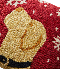 Wool Hooked Throw Pillow Snowflake Yellow Lab 14" x 14"