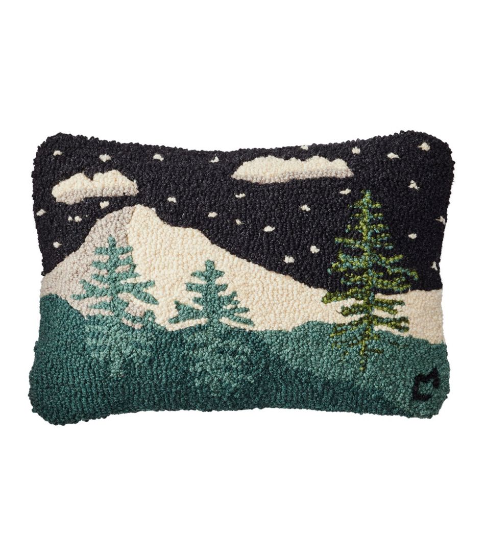 Winter Woods Wool Hooked Throw Pillow 12" x 18"