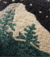 Winter Woods Wool Hooked Throw Pillow 12" x 18"