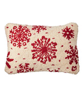 Snowflake 14" x 20" Wool Hooked Throw Pillow