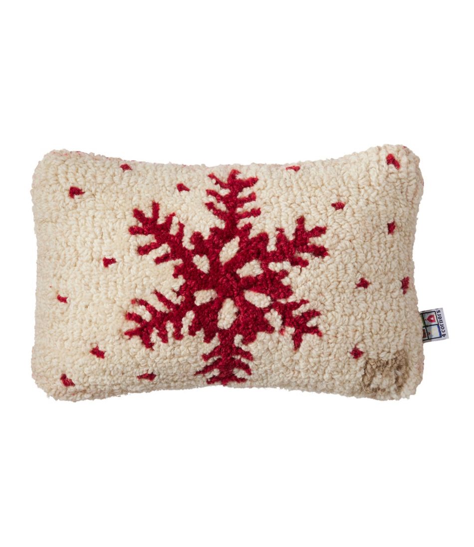 Red Flake 8" x 12" Wool Hooked Throw Pillow