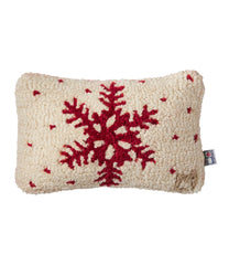 Red Flake 8" x 12" Wool Hooked Throw Pillow