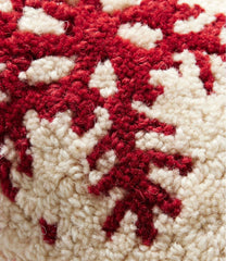Red Flake 8" x 12" Wool Hooked Throw Pillow